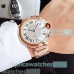 Replica Ballon Bleu de Cartier Men's Watch White Dial Rose Gold Bezel